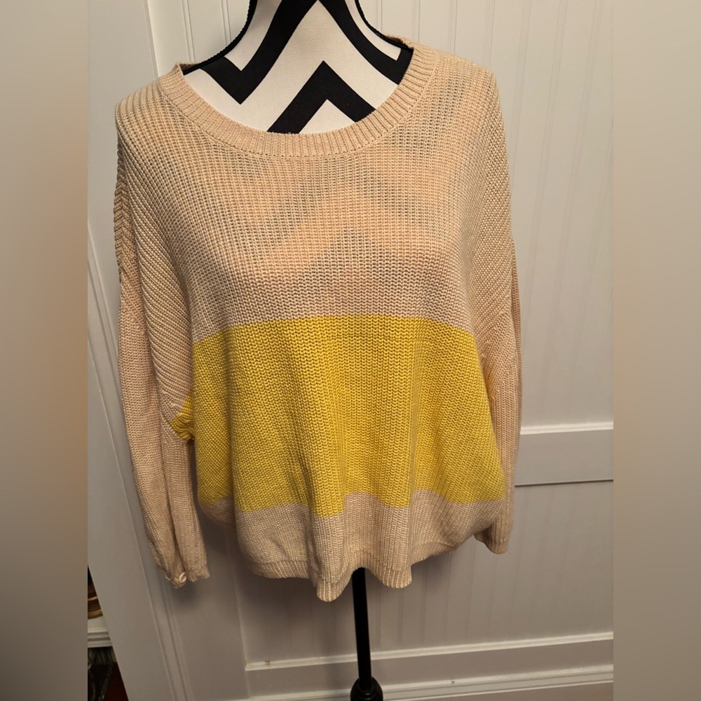 Knot Sisters Beige and Yellow Knit Sweater